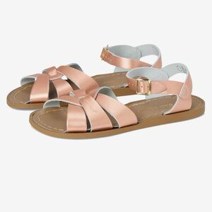 Kids Metallic Pink Ankle-Buckle Sandals